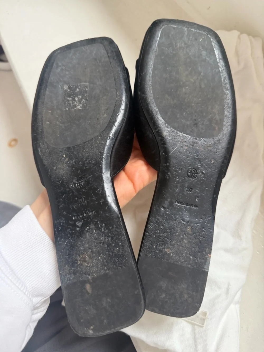 The Row Black Square-Toe Leather Slide Mules - Picture 2 of 4